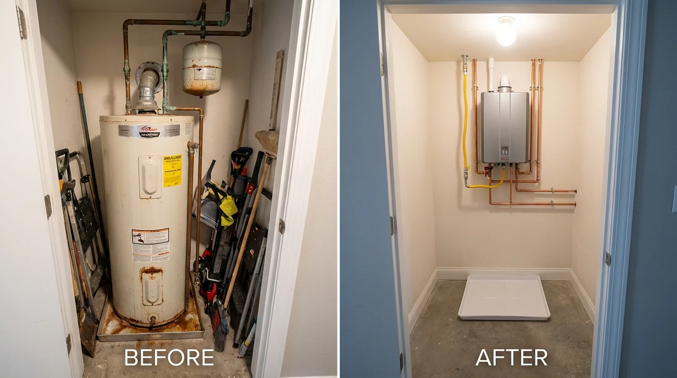 Tank water heater versus wall-mounted tankless unit comparison for Hazel Green, AL homeowners